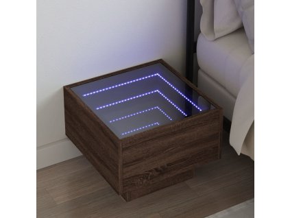 Noční stolek s Infinity LED 40 x 40 x 30 cm [3284069] (Barva Hnědý dub)