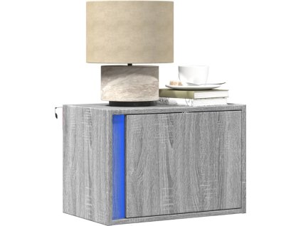 Nástěnný noční stolek s LED osvětlením [852099] (Barva Šedá sonoma)