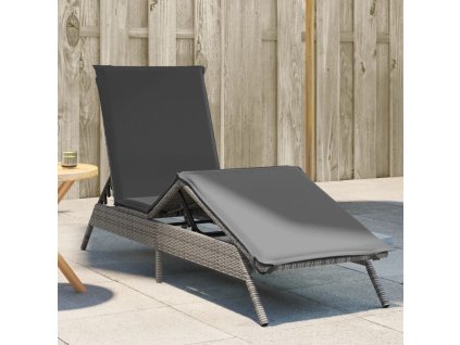 Zahradní lehátko s poduškou polyratan [4002703] (Barva Šedá)