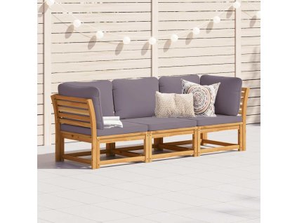 3dílná sada zahradního nábytku s poduškami masivní akácie [3214314] (Barva Šedá)