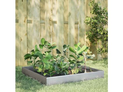 Zahradní vyvýšený záhon 100 x 100 x 26 cm pozinkovaná ocel [851022] (Barva Nerezová ocel / Šedý)
