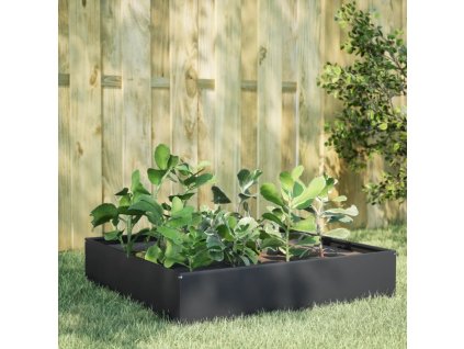 Zahradní vyvýšený záhon bílý 100 x 100 x 33,5 cm ocel [851026] (Barva Ocel/Antracitový)