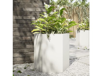 Zahradní truhlík šestihranný 46x40x45 cm zvětralinová ocel [851110] (Barva Ocel/Bílý)