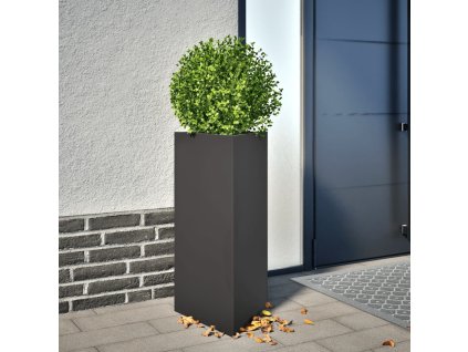 Zahradní truhlík trojúhelníkový 40x40x75 cm zvětralinová ocel [851157] (Barva Ocel/Černý)