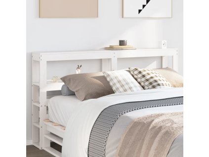 Čelo postele s policemi 150 cm masivní borovice [850882] (Barva Bílá)