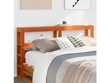 Čelo postele s policemi 135 cm masivní borovice [850889] (Barva Voskově hnědá)