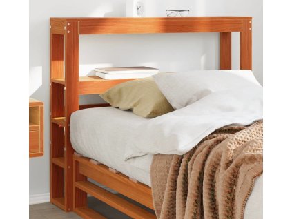 Čelo postele s policemi 75 cm masivní borovice [850901] (Barva Voskově hnědá)
