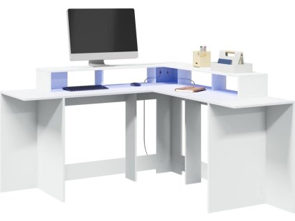 Psací stůl s LED 152 x 152 x 91 cm kompozitní dřevo [3309461] (Barva Šedá sonoma)