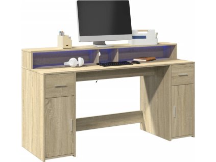 Psací stůl s LED světly 160 x 55 x 91 cm kompozitní dřevo [3309431] (Barva dub sonoma)