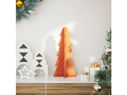 Dřevěný vánoční stromeček na ozdoby 49 cm masivní borovice [858176] (Barva Voskově hnědá)