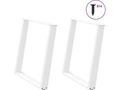 Nohy k jídelnímu stolu ve tvaru U, 2 ks, ocel, 70 x (72-73) cm, ocel [4012793] (Barva Bílá)