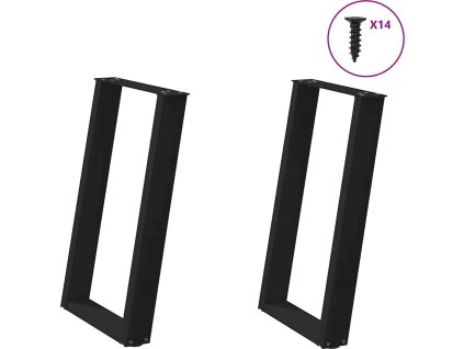 Nohy k jídelnímu stolu ve tvaru U, 2 ks, ocel, 60 x (72-73) cm, ocel [4012788] (Barva Černá)