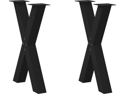 Nohy k jídelnímu stolu ve tvaru X, 2 ks, ocel, 60 x (72-73) cm, ocel [4012972] (Barva Černá)