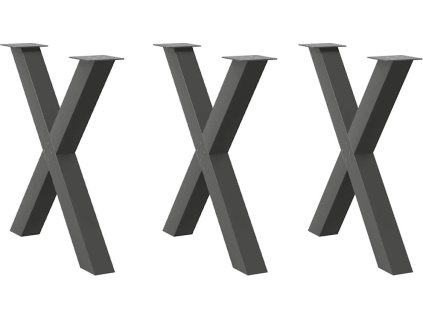 Nohy k jídelnímu stolu ve tvaru X, 3 ks, , 80 x (72-73) cm, ocel [4012994] (Barva Antracitová)