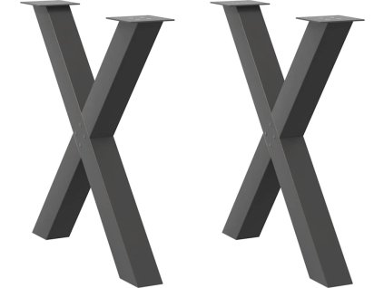 Nohy k jídelnímu stolu ve tvaru X, 2 ks, ocel, 80 x (72-73) cm, ocel [4012982] (Barva Antracitová)