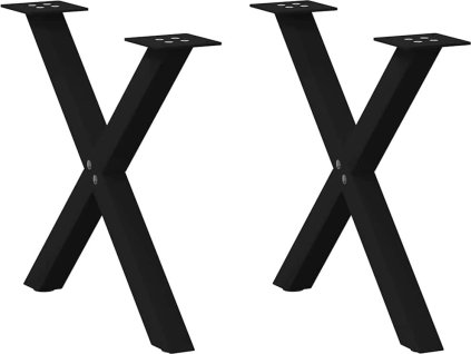 Nohy konferenčního stolku ve tvaru X, 2 ks, ocel, 60 x (42-43) cm, ocel [4012900] (Barva Černá)