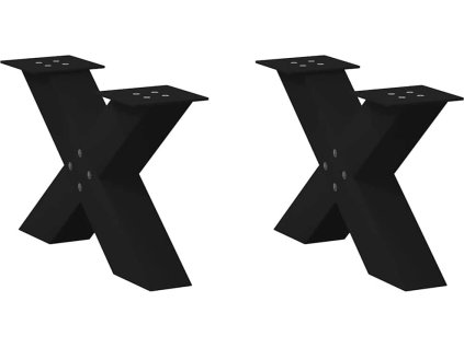 Nohy konferenčního stolku ve tvaru X, 2 ks, ocel, 60 x (30-31) cm, ocel [4012940] (Barva Černá)