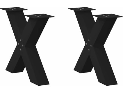Nohy konferenčního stolku ve tvaru X, 2 ks, , 38 x (42-43) cm, ocel [4012956] (Barva Černá)