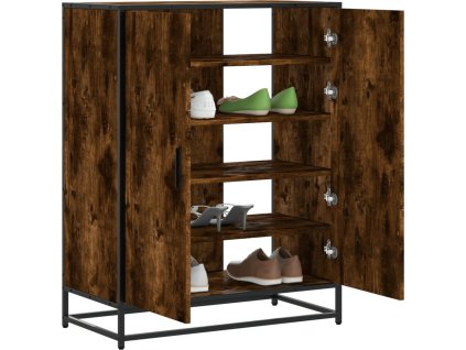 Botník 75 x 38 x 97,5 cm kompozitní dřevo a kov [3300865] (Barva Černá)