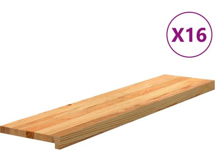 Nášlapy na schody 16 ks světle hnědé 110x25x2 cm masivní dub [3282993] (Barva Světle hnědá)