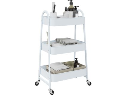 Úložný vozík 3-patrový 42x41,5x77 cm ocel [4012382] (Barva Bílá)