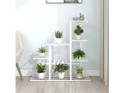 Stojan na květiny 94,5 x 25 x 88 cm kov [336113] (Barva Bílá)