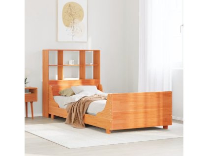Postel s knihovnou bez matrace 75 x 190 cm masivní dřevo [3323830] (Barva Hnědá)