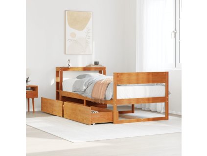 Postel bez matrace 75 x 190 cm masivní borovice [3306407] (Barva Voskově hnědá)