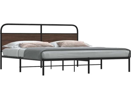 Kovový rám postele bez matrace 200 x 200 cm [3318659] (Barva Hnědý dub)