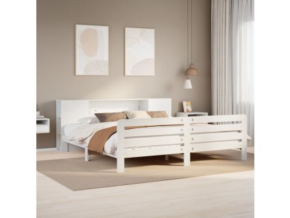 Postel bez matrace 200 x 200 cm masivní borovice [3309891] (Barva Bílá)