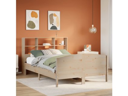 Postel s knihovnou bez matrace 150x200 cm masivní borovice [3323102] (Barva Bílá)