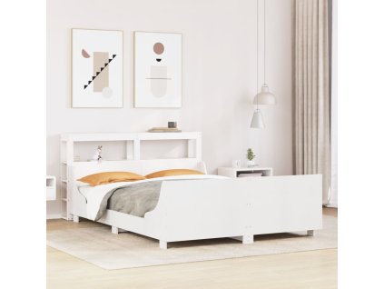 Postel bez matrace 150 x 200 cm masivní borovice [3306457] (Barva Bílá)