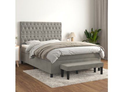 Box spring postel s matrací 140 x 190 cm samet [3138019] (Barva Světle šedá)