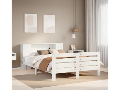 Postel bez matrace 140 x 190 cm masivní borovice [3309900] (Barva Bílá)