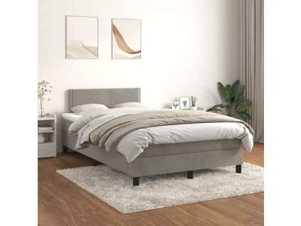 Box spring postel s matrací 120 x 200 cm samet [3141233] (Barva Světle šedá)