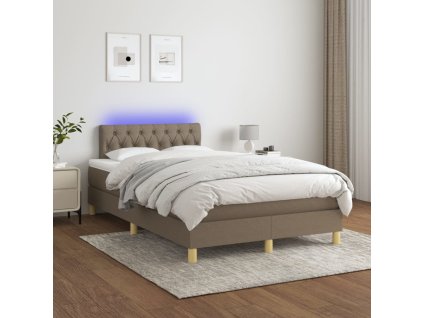 Box spring postel s matrací a LED 120 x 200 cm textil [3133945] (Barva Taupe)