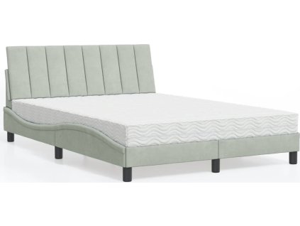 Postel s matrací Hanko 140 x 200 cm samet [3208598] (Barva Světle šedá)