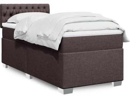 Box spring postel s matrací 100 x 200 cm textil [3285809] (Barva Tmavě hnědá)