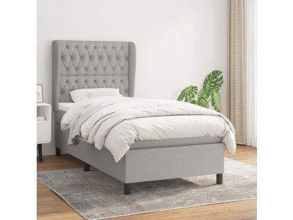 Box spring postel s matrací 100 x 200 cm textil [3128181] (Barva Světle šedá)
