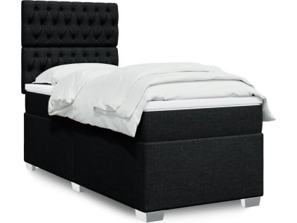 Box spring postel s matrací 100 x 200 cm textil [3290408] (Barva Černá)