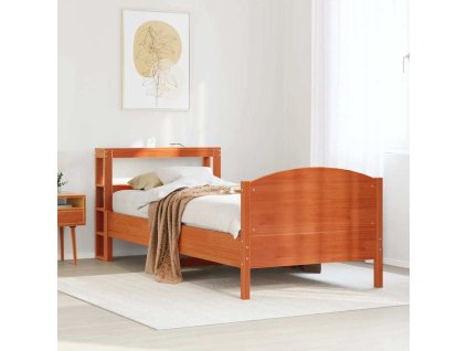 Postel bez matrace 100 x 200 cm masivní borovice [3306242] (Barva Voskově hnědá)