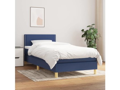 Box spring postel s matrací 100 x 200 cm textil [3140519] (Barva Modrá)