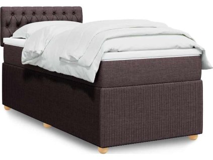 Box spring postel s matrací 100 x 200 cm textil [3287377] (Barva Tmavě hnědá)