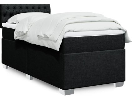 Box spring postel s matrací 100 x 200 cm textil [3288108] (Barva Černá)