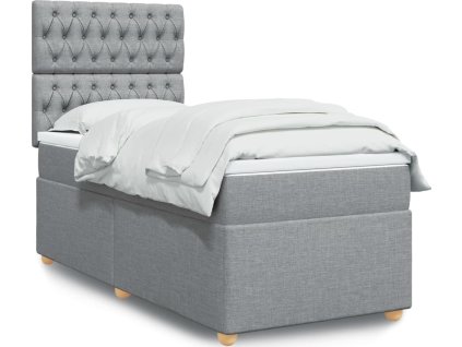 Box spring postel s matrací 100 x 200 cm textil [3291198] (Barva Světle šedá)