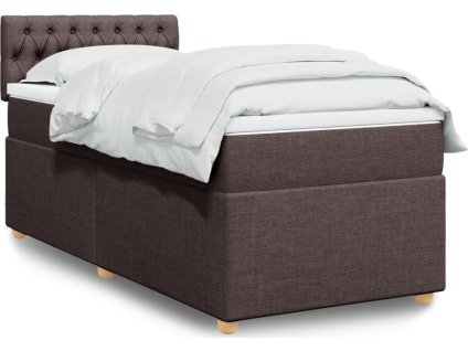 Box spring postel s matrací 100 x 200 cm textil [3288901] (Barva Tmavě hnědá)