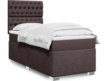 Box spring postel s matrací 100 x 200 cm textil [3292709] (Barva Tmavě hnědá)