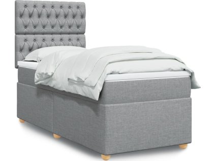 Box spring postel s matrací 100 x 200 cm textil [3293498] (Barva Světle šedá)