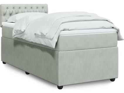 Box spring postel s matrací 100 x 200 cm samet [3289968] (Barva Světle šedá)