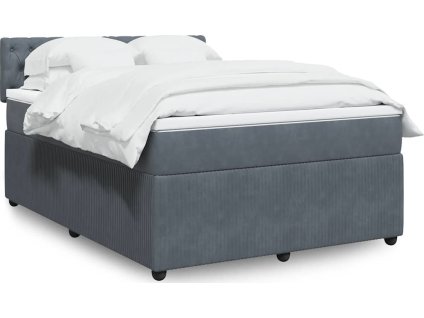 Box spring postel s matrací 140x200 cm samet [3290065] (Barva Tmavě šedá)